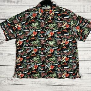 Mens Button Up Shirt XXL 2XL Short Sleeve Fish Coral Graphics Multicolor USA Mad
